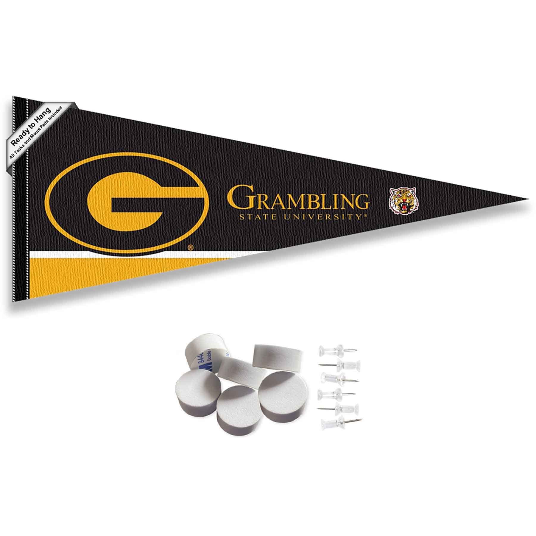 College Flags & Banners Co. Grambling State Tigers Pennant Flag and Wall Tack Mount Pads - Sports Collectibles, Sports Memorabilia, Sports Fan Shop, Sports Gifts