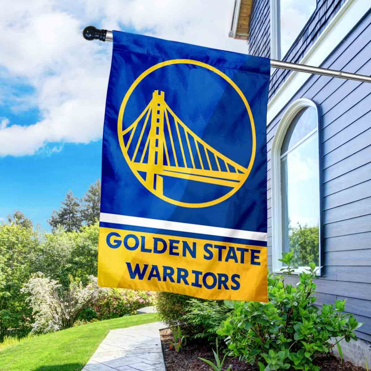 WinCraft Warriors Banner House Flag and 5 Foot Flagpole Set - Sports Collectibles, Sports Memorabilia, Sports Fan Shop, Sports Gifts