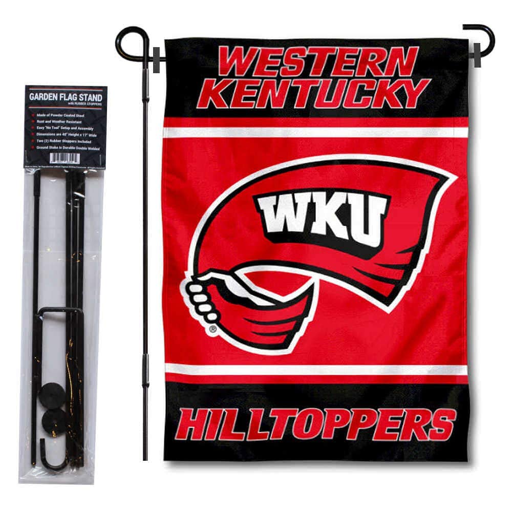 College Flags & Banners Co. WKU Hilltoppers Garden Flag and USA Flag Stand Pole Holder Set - Sports Collectibles, Sports Memorabilia, Sports Fan Shop, Sports Gifts