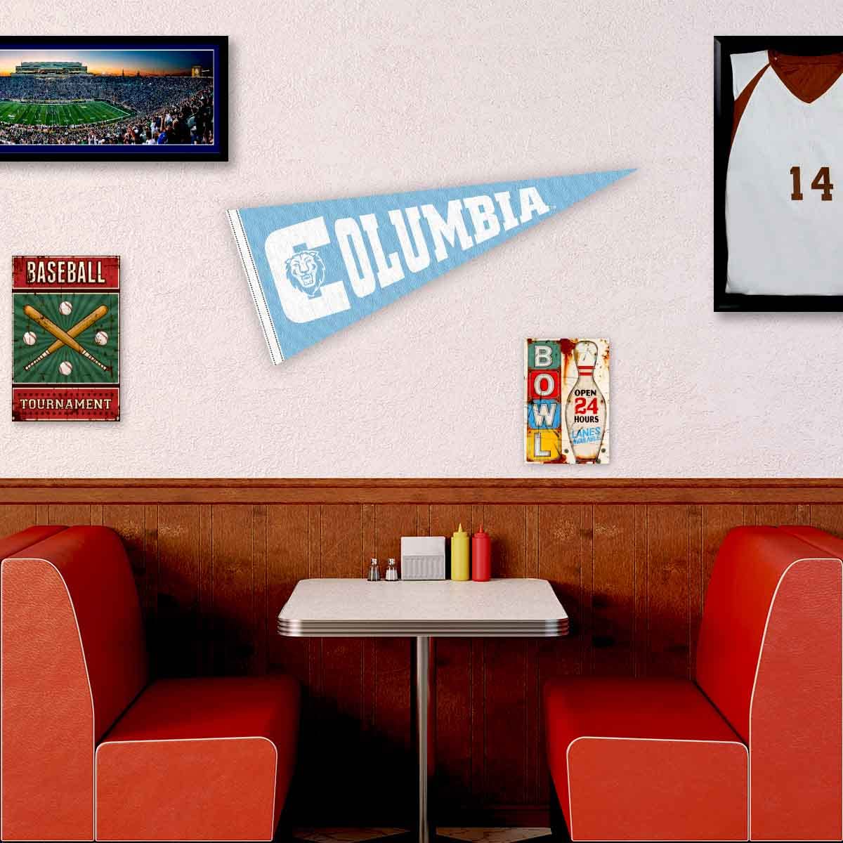 College Flags & Banners Co. Columbia Lions Pennant 12 in X 30 in Banner - Sports Collectibles, Sports Memorabilia, Sports Fan Shop, Sports Gifts