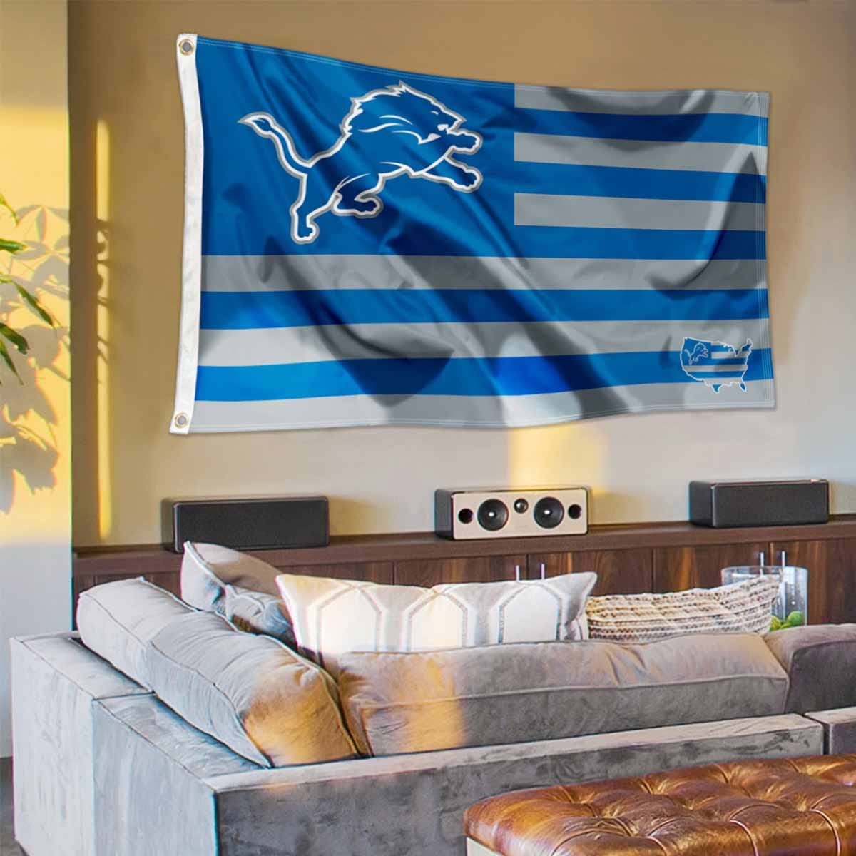 WinCraft Detroit Lions USA American Nation Stripes 3x5 Grommet Flag - Sports Collectibles, Sports Memorabilia, Sports Fan Shop, Sports Gifts