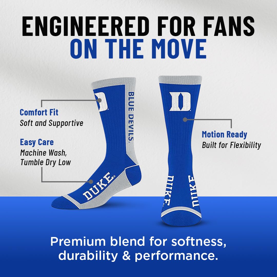 For Bare Feet NCAA DUKE BLUE DEVILS MVP Crew Sock Team Color Large - Sports Gifts, Sports Memorabilia, Sports Collectibles, Fan Shop