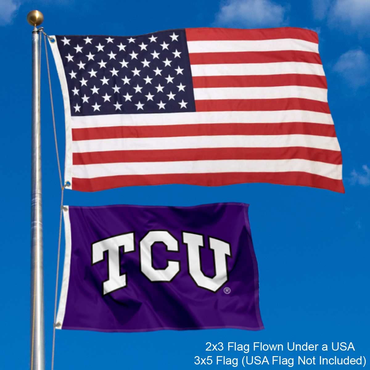 College Flags & Banners Co. Texas Christian Horned Frogs Small 2x3 Foot Flag - Sports Collectibles, Sports Memorabilia, Sports Fan Shop, Sports Gifts
