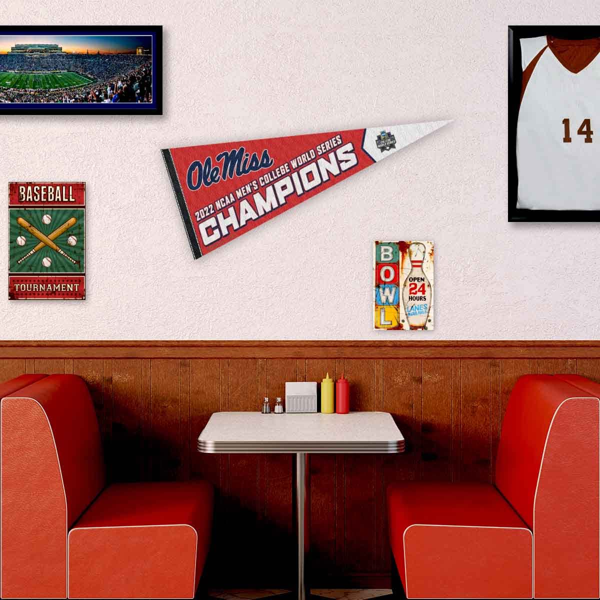 WinCraft Ole Miss Pennant 2022 CWS National Champions Banner - Sports Collectibles, Sports Memorabilia, Sports Fan Shop, Sports Gifts