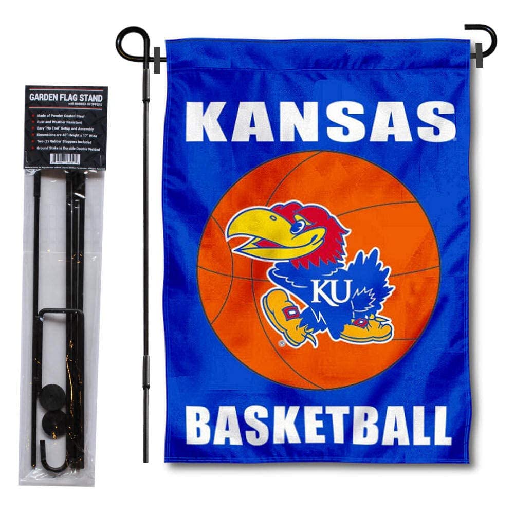 Kansas KU Jayhawks Basketball Garden Banner and USA Flag Stand Pole Holder Set - Sports Collectibles, Sports Memorabilia, Sports Fan Shop, Sports Gifts