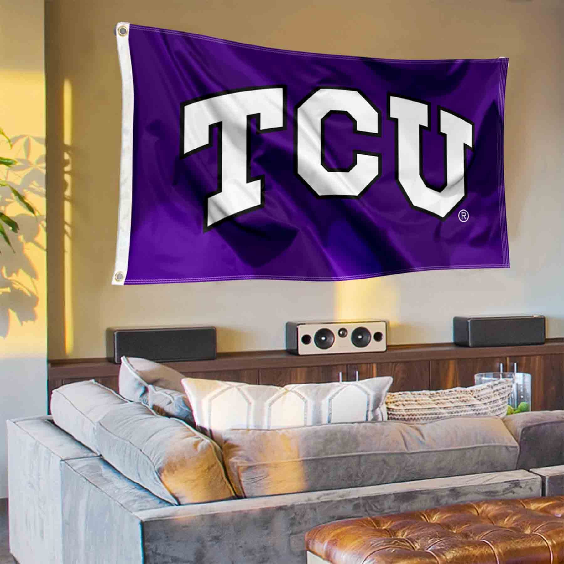 College Flags & Banners Co. Texas Christian Horned Frogs TCU Logo Banner and Tapestry Wall Tack Pads - Sports Collectibles, Sports Memorabilia, Sports Fan Shop, Sports Gifts