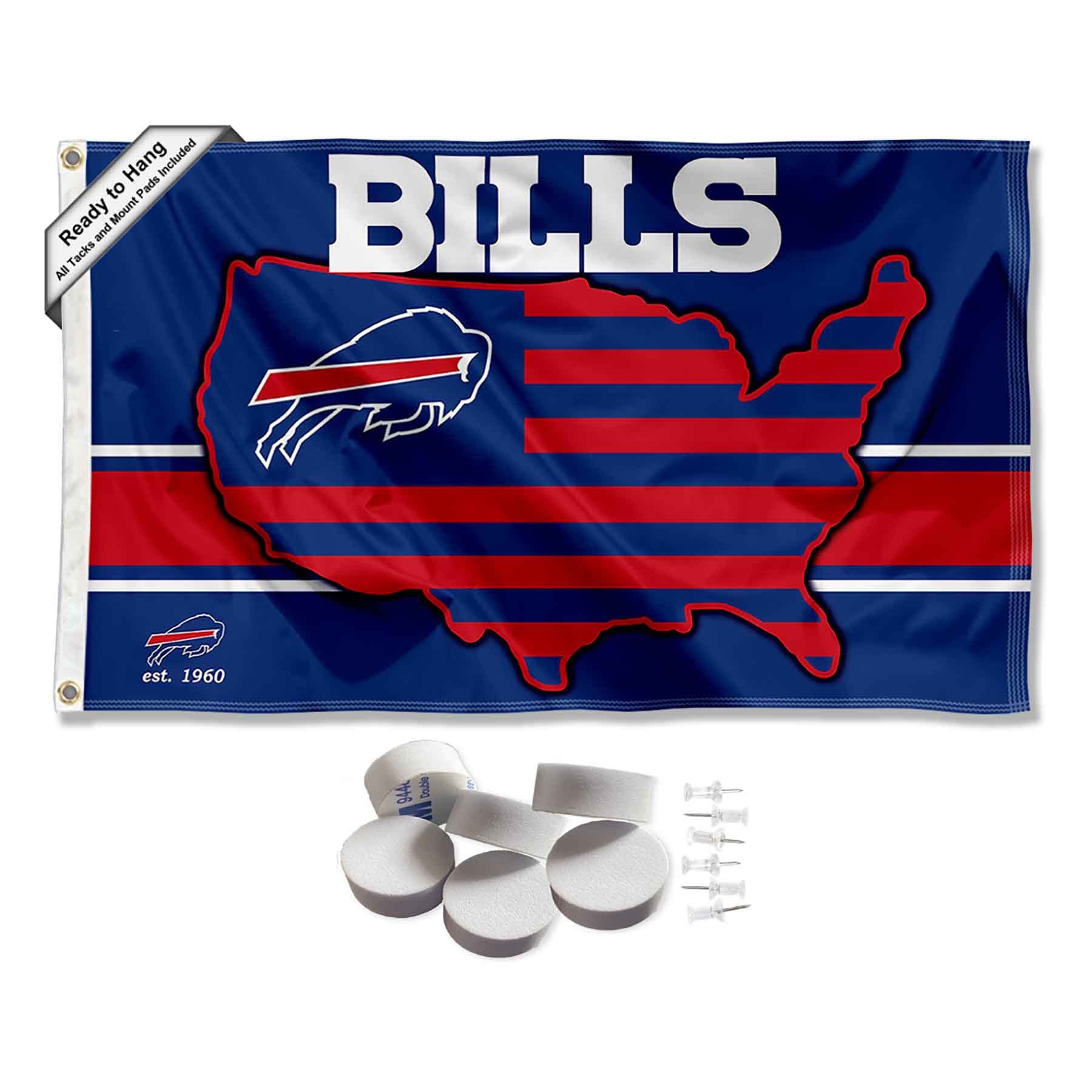 Buffalo Bills USA Country Banner and Tapestry Wall Tack Pads - Sports Collectibles, Sports Memorabilia, Sports Fan Shop, Sports Gifts