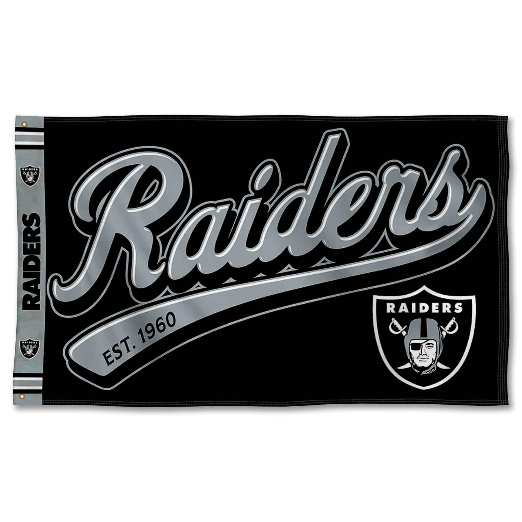 WinCraft Las Vegas Raiders Script Logo Premium Flag - Sports Collectibles, Sports Memorabilia, Sports Fan Shop, Sports Gifts