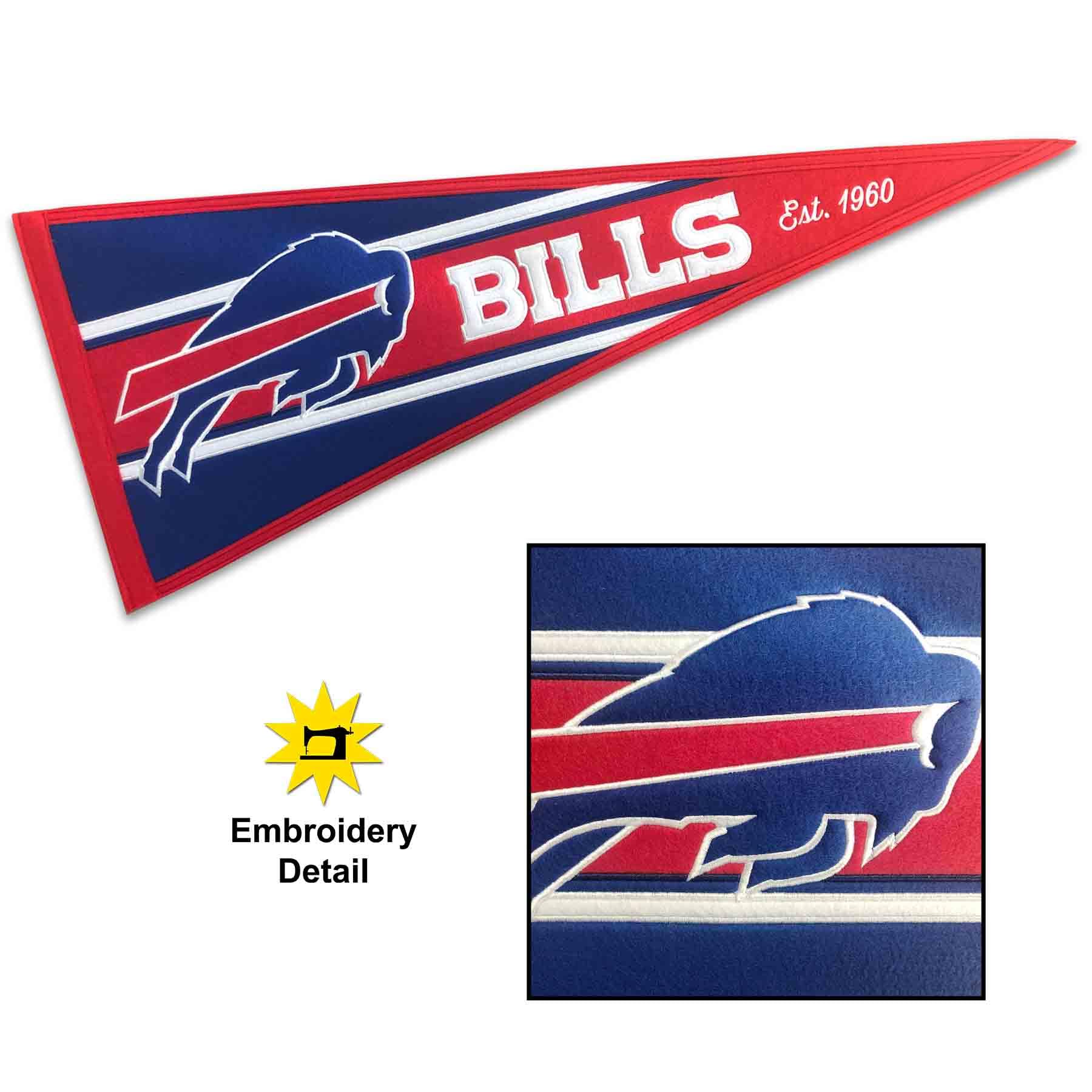 WinCraft Buffalo Bills Embroidered and Sewn Pennant - Sports Collectibles, Sports Memorabilia, Sports Fan Shop, Sports Gifts