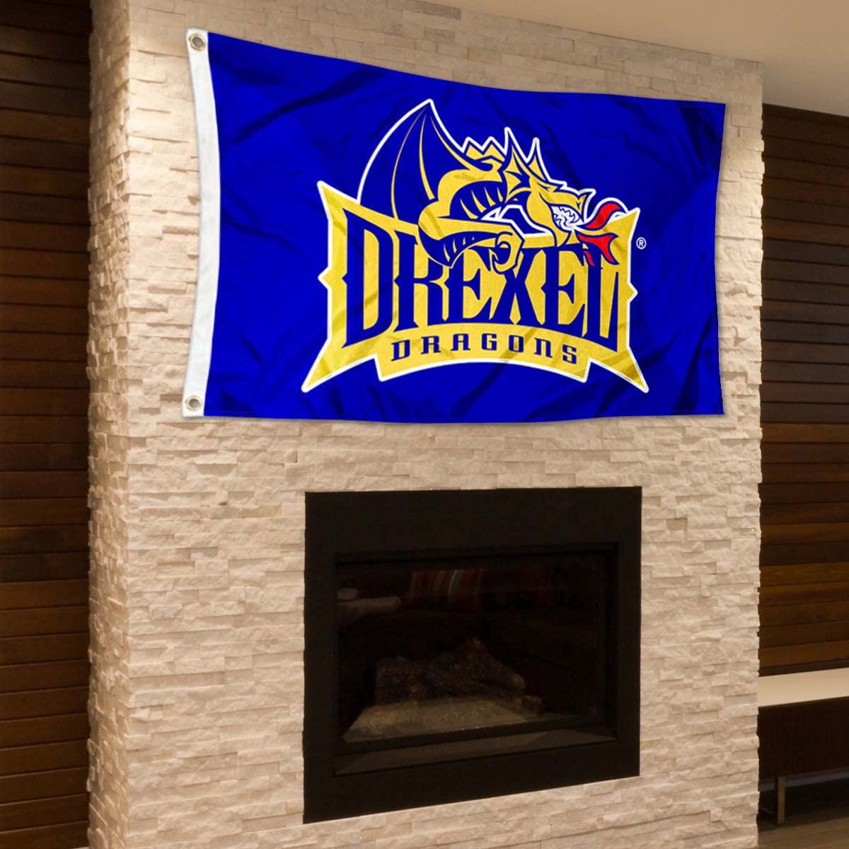 Drexel Dragons Small 2'x3' Flag and USA 3x5 Flag Set - Sports Collectibles, Sports Memorabilia, Sports Fan Shop, Sports Gifts