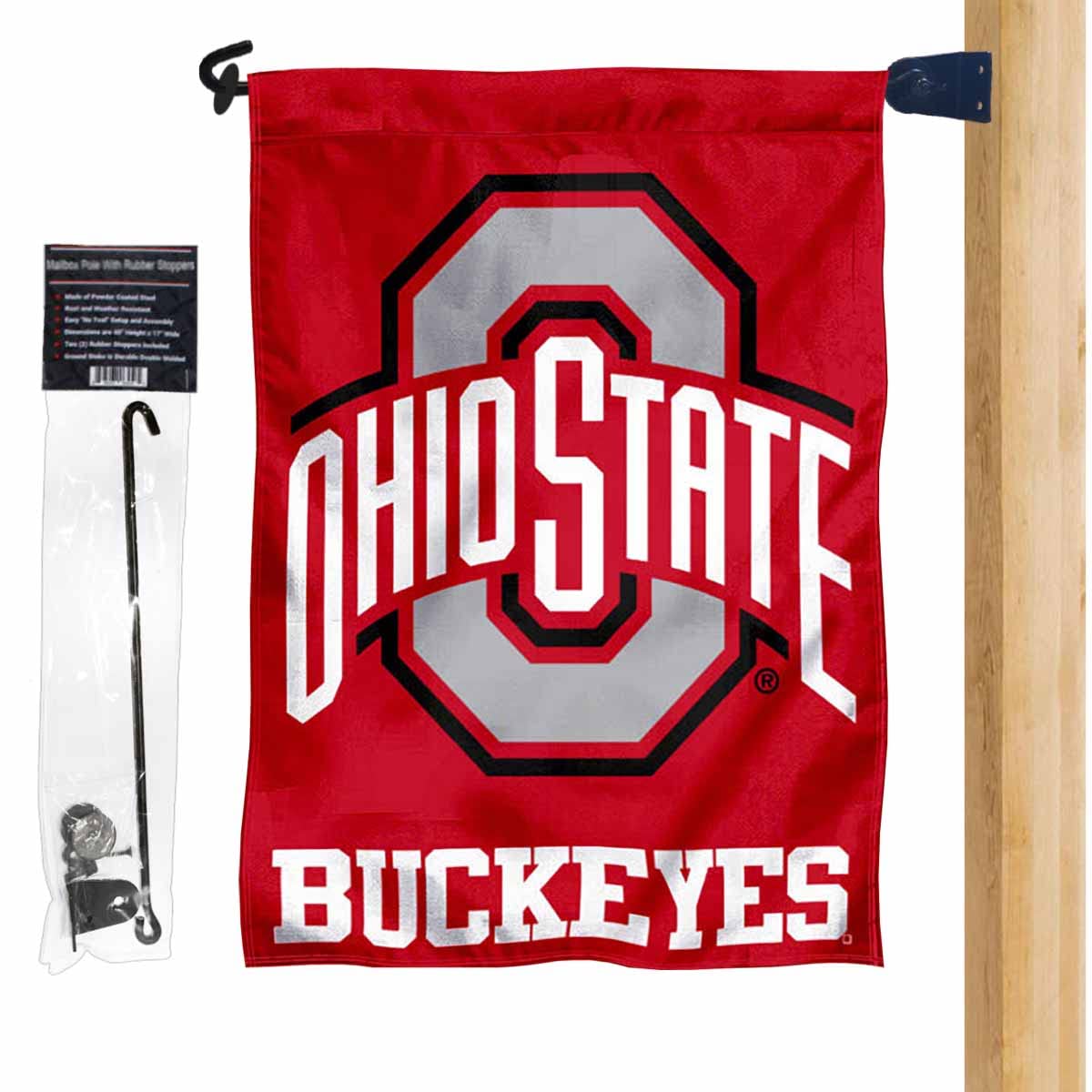 College Flags & Banners Co. Ohio State OSU Buckeyes Yard Garden Flag and Mailbox Post Pole Mount Holder Set - Sports Collectibles, Sports Memorabilia, Sports Fan Shop, Sports Gifts
