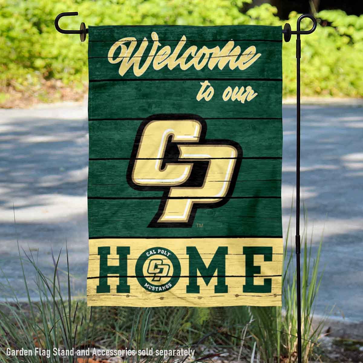 College Flags & Banners Co. Cal Poly Mustangs Welcome to Our Home Double Sided Garden Yard Flag - Sports Collectibles, Sports Memorabilia, Sports Fan Shop, Sports Gifts