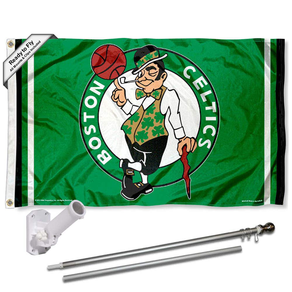WinCraft Boston Celtics Flag Pole and Bracket Set - Sports Collectibles, Sports Memorabilia, Sports Fan Shop, Sports Gifts