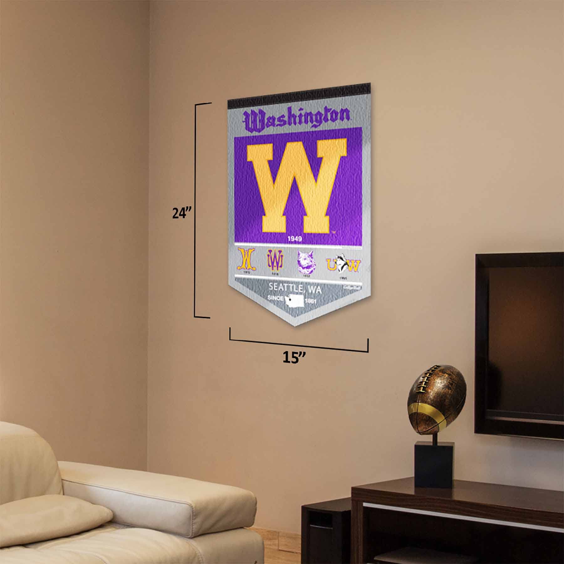 College Flags & Banners Co. Washington UW Huskies Heritage History Banner Pennant - Sports Collectibles, Sports Memorabilia, Sports Fan Shop, Sports Gifts