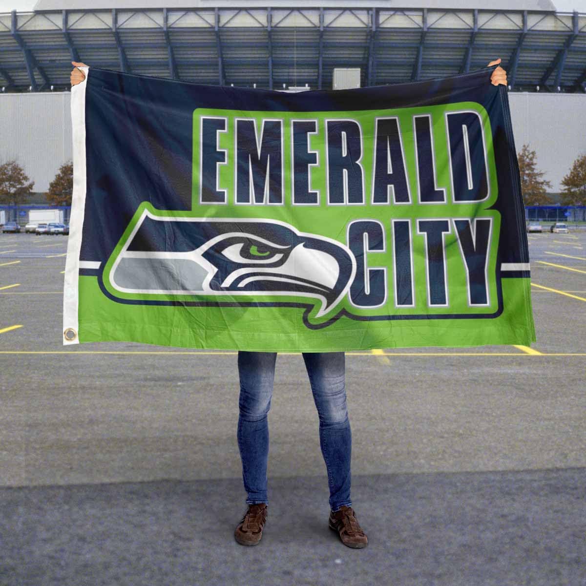 WinCraft Seattle Seahawks Emerald City 3x5 Outdoor Flag - Sports Collectibles, Sports Memorabilia, Sports Fan Shop, Sports Gifts