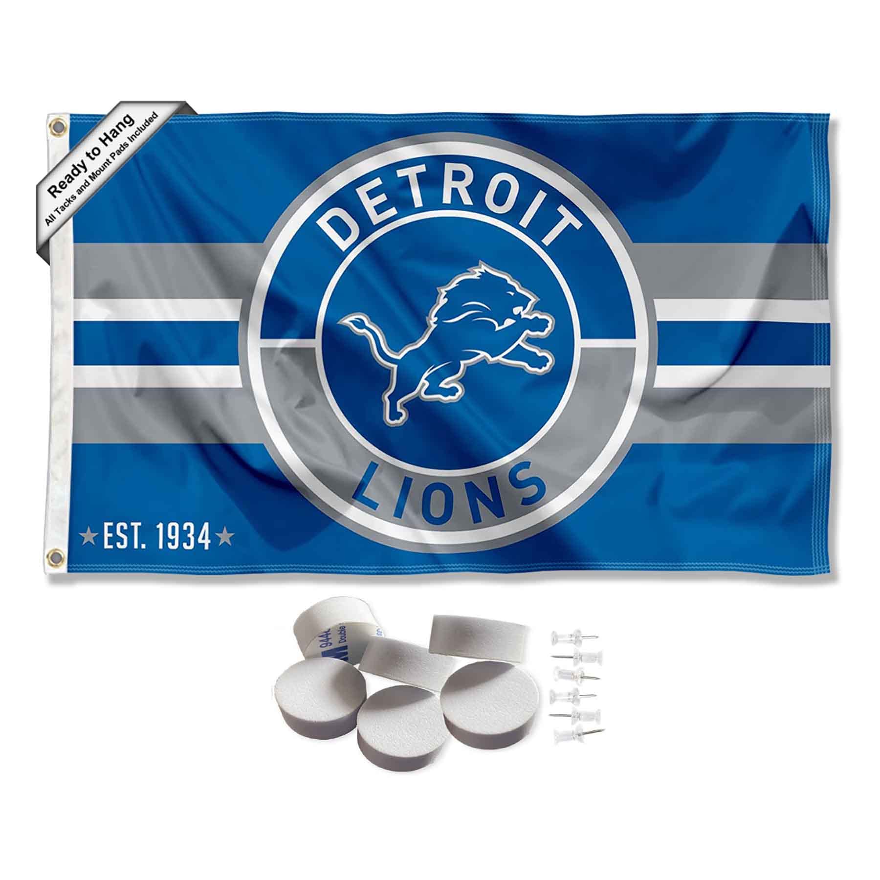 Detroit Lions Patch Button Banner and Tapestry Wall Tack Pads - Sports Collectibles, Sports Memorabilia, Sports Fan Shop, Sports Gifts