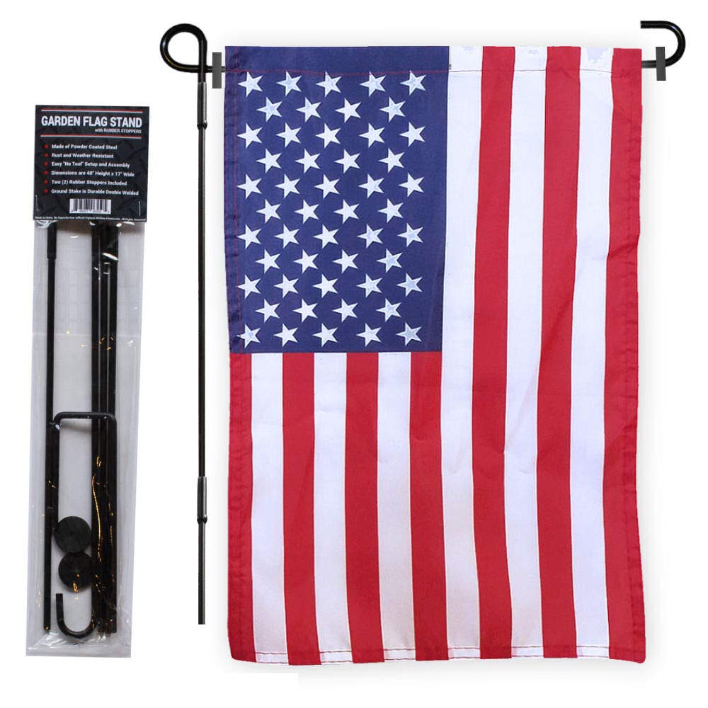 Sports Flags Pennants Company American USA Garden Flag with Pole Stand Holder - Sports Collectibles, Sports Memorabilia, Sports Fan Shop, Sports Gifts