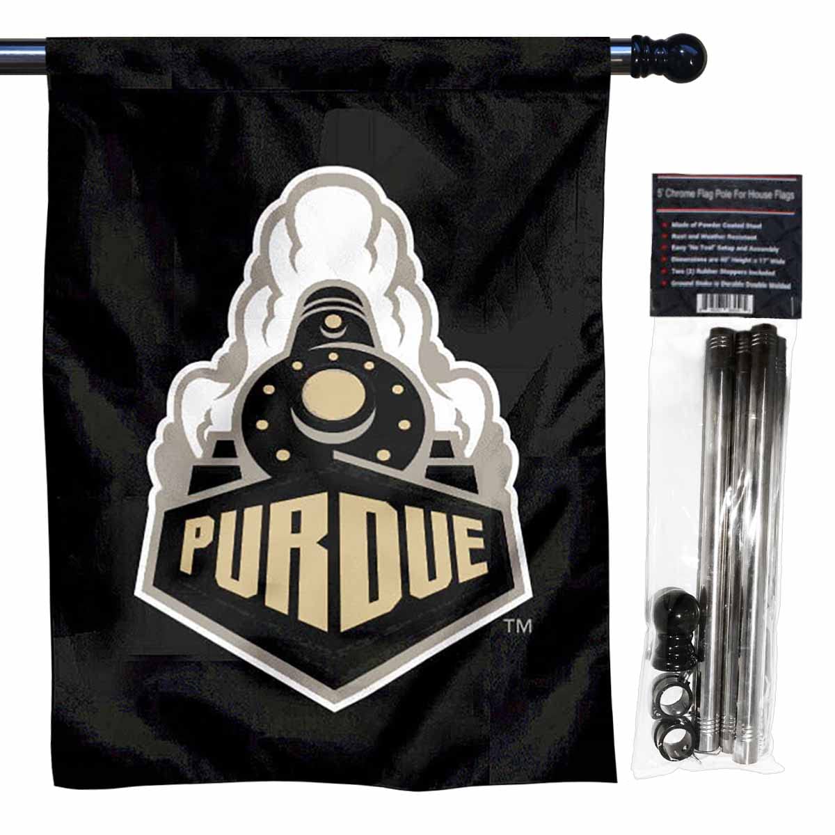 College Flags & Banners Co. Purdue Boilermakers Banner Flag with Flag Pole Set - Sports Collectibles, Sports Memorabilia, Sports Fan Shop, Sports Gifts