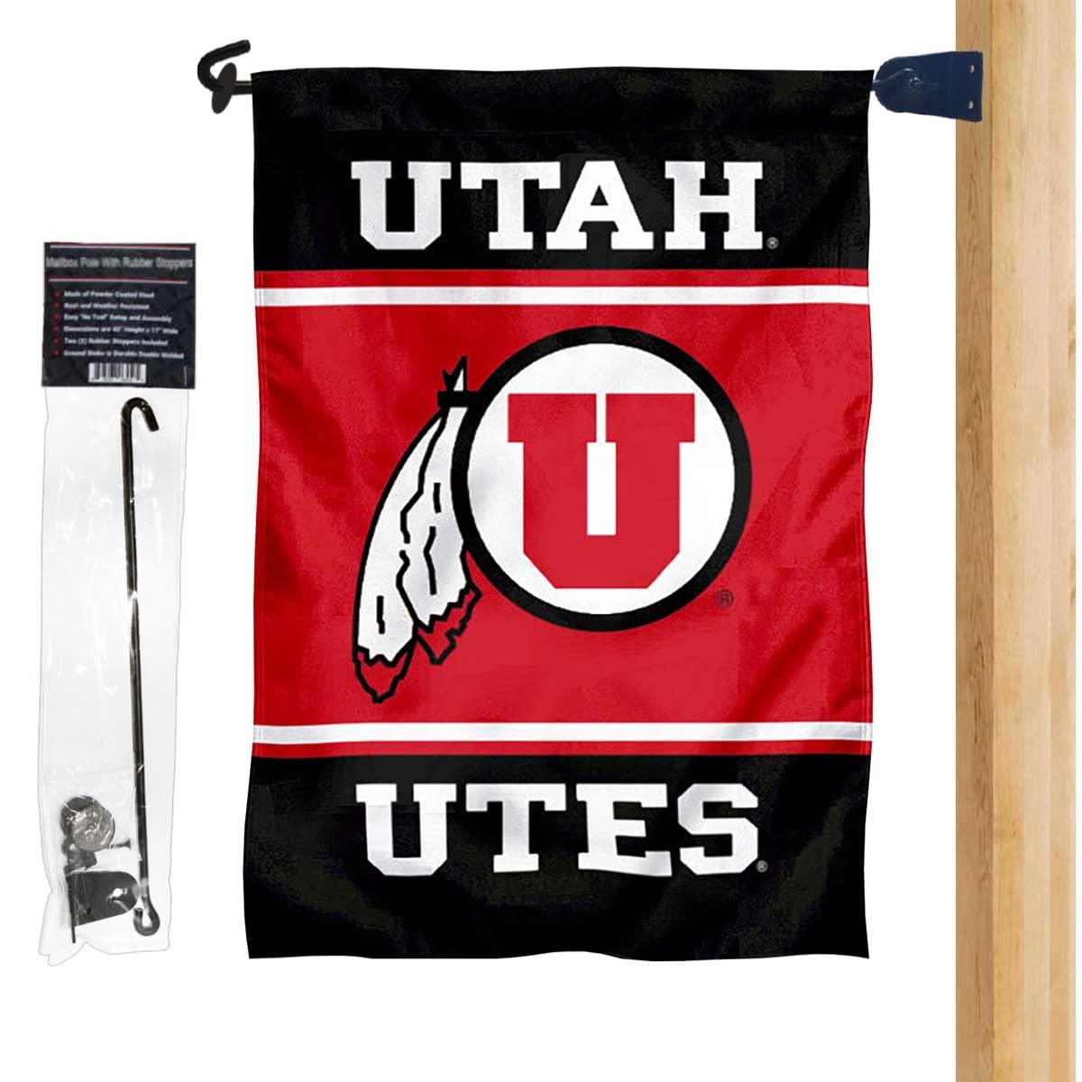 Utah Utes Garden Flag and Mailbox Post Pole Mount Holder Set - Sports Collectibles, Sports Memorabilia, Sports Fan Shop, Sports Gifts