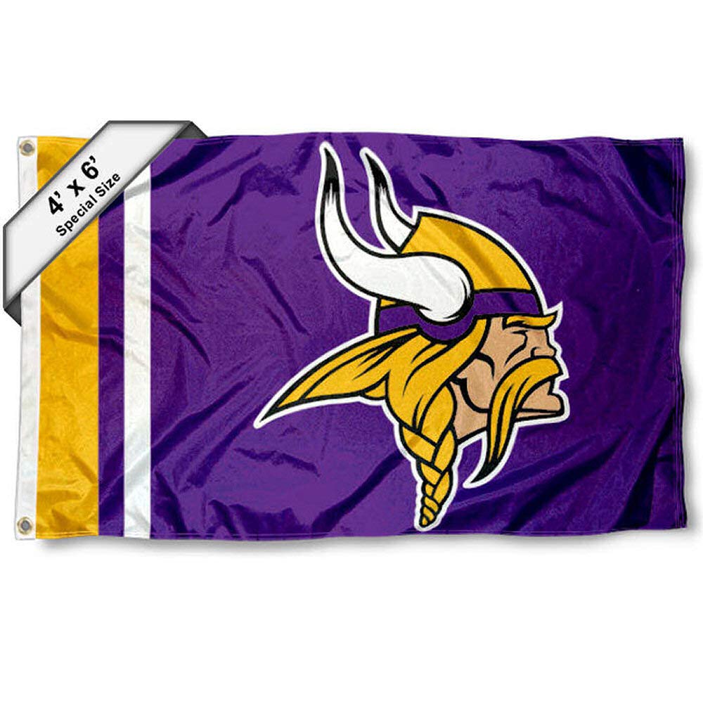 WinCraft Minnesota Vikings 4 ft x 6 ft Foot Flag - Sports Collectibles, Sports Memorabilia, Sports Fan Shop, Sports Gifts