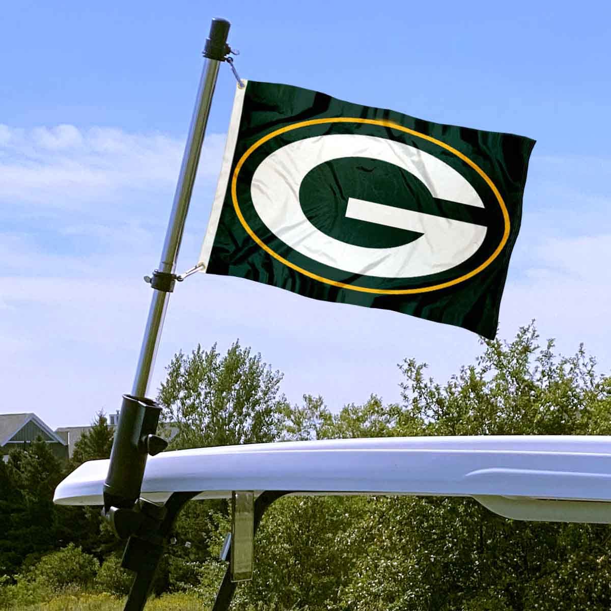 WinCraft Green Bay Packers Golf Cart Flag Pole and Holder Mounting Bracket - Sports Collectibles, Sports Memorabilia, Sports Fan Shop, Sports Gifts
