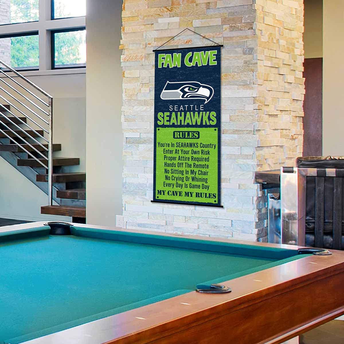 WinCraft Seattle Seahawks Man Cave Fan Banner Wall Door Scroll - Sports Collectibles, Sports Memorabilia, Sports Fan Shop, Sports Gifts