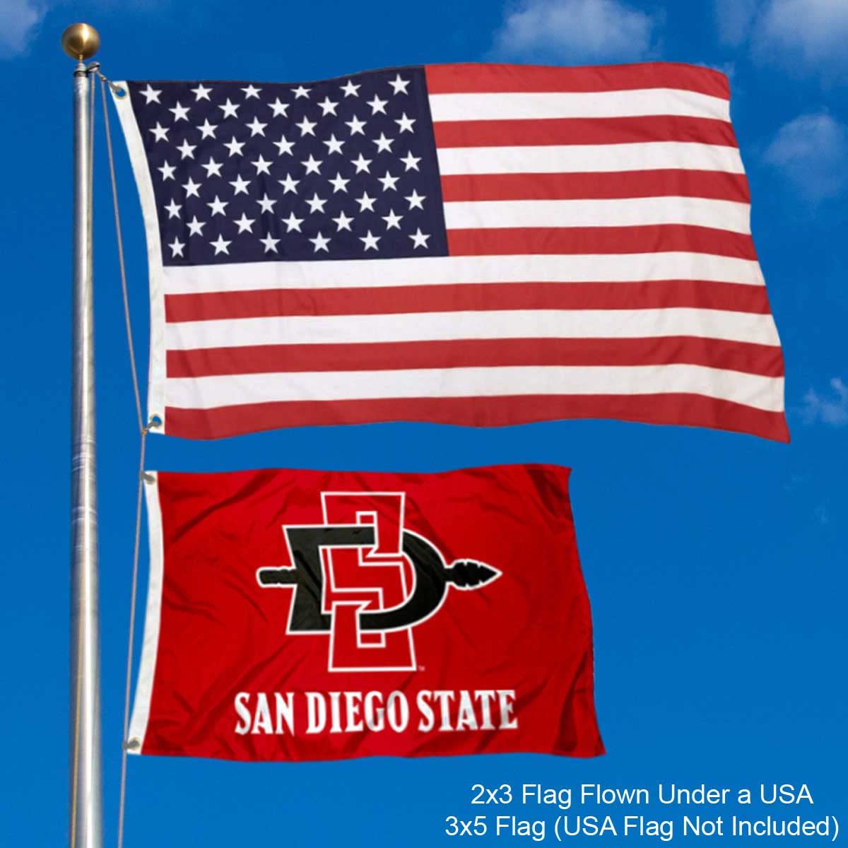 College Flags & Banners Co. San Diego State Aztecs 2x3 Foot Flag - Sports Collectibles, Sports Memorabilia, Sports Fan Shop, Sports Gifts
