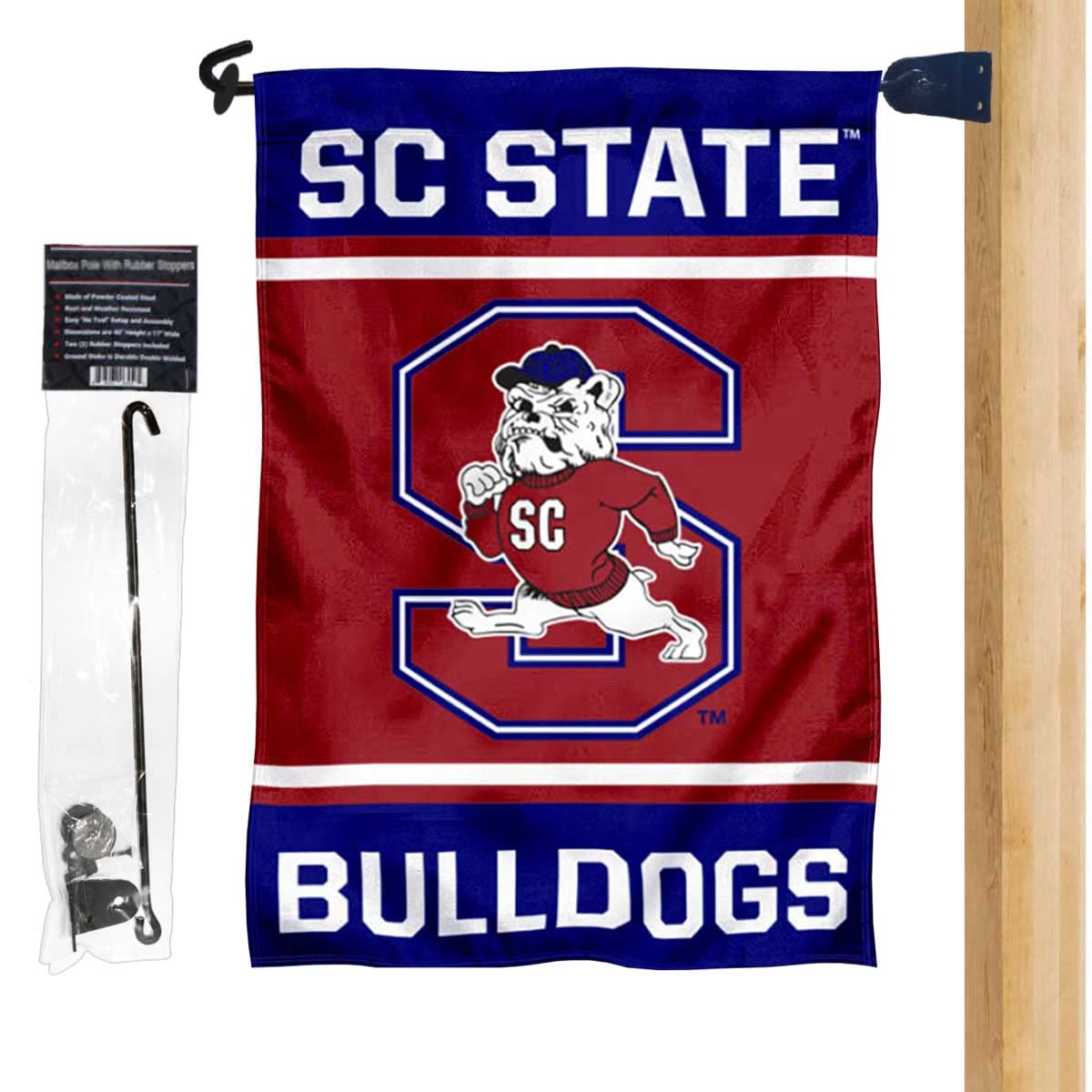 College Flags & Banners Co. South Carolina State Bulldogs Garden Flag and Mailbox Post Pole Mount Holder Set - Sports Collectibles, Sports Memorabilia, Sports Fan Shop, Sports Gifts