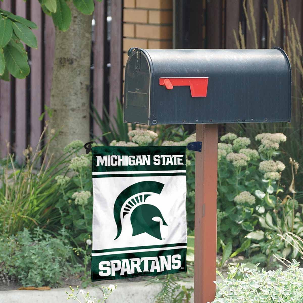 MSU Spartans Garden Flag and Mailbox Post Pole Mount Holder Set - Sports Collectibles, Sports Memorabilia, Sports Fan Shop, Sports Gifts