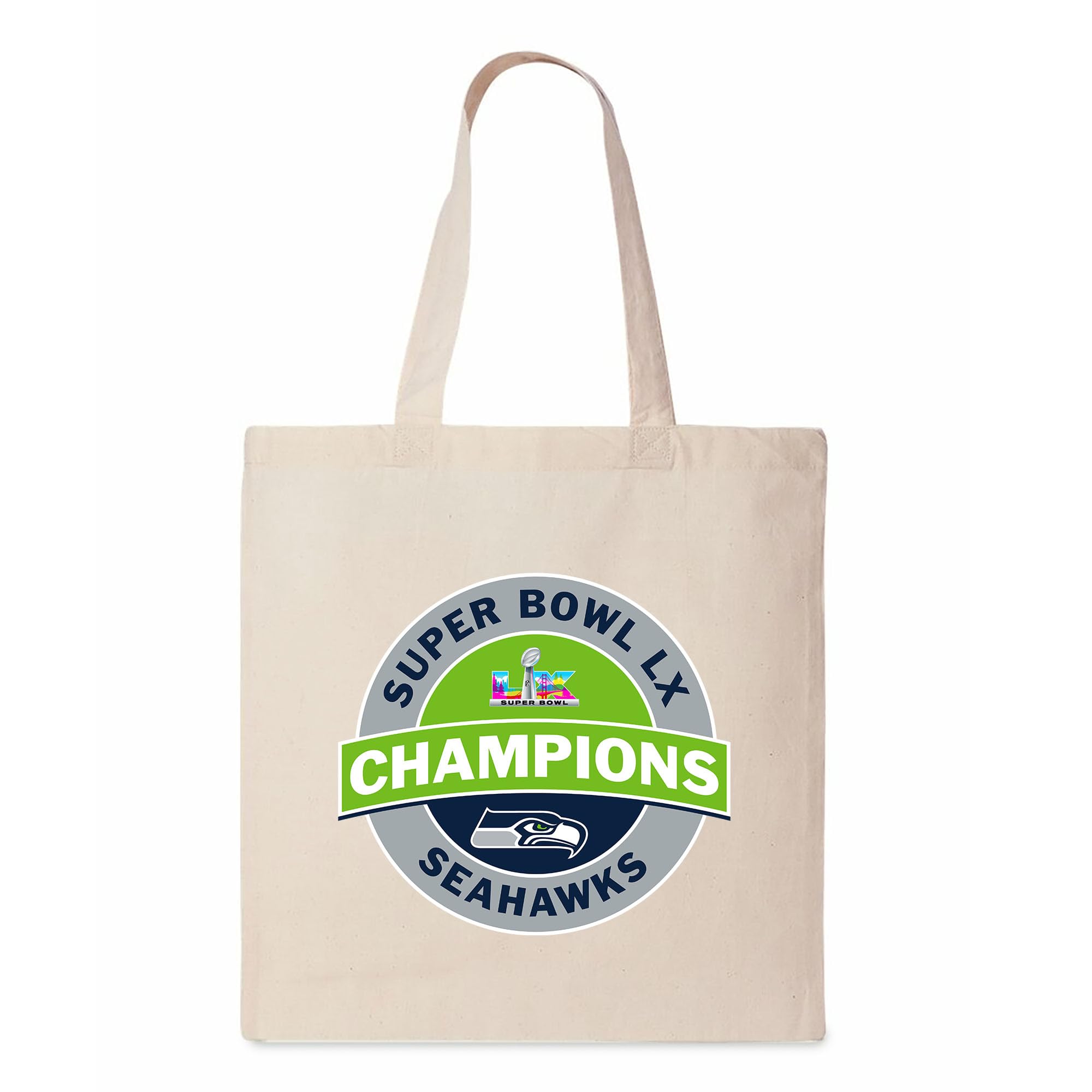 Northwest NFL Super Bowl 2026 Seattle Seahawks Champs Mission Canvas Tote Bag, 14 x 15 in - Sports Gifts, Sports Memorabilia, Sports Collectibles, Fan Shop