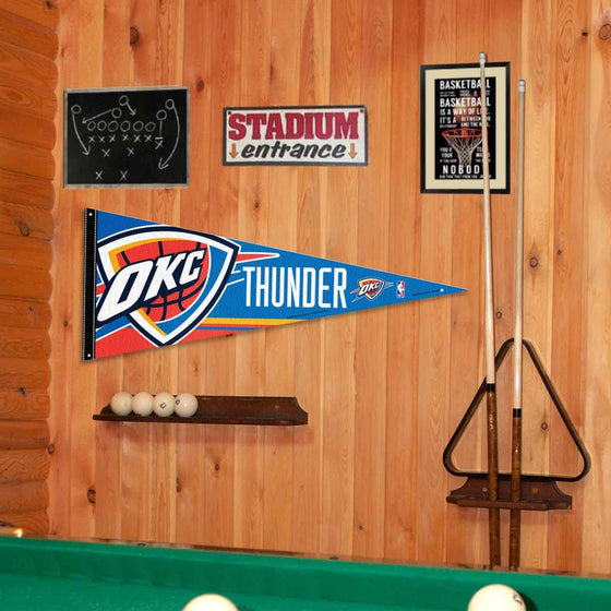 Oklahoma City Thunder Pennant Flag and Wall Tack Pads Mounts - Sports Collectibles, Sports Memorabilia, Sports Fan Shop, Sports Gifts