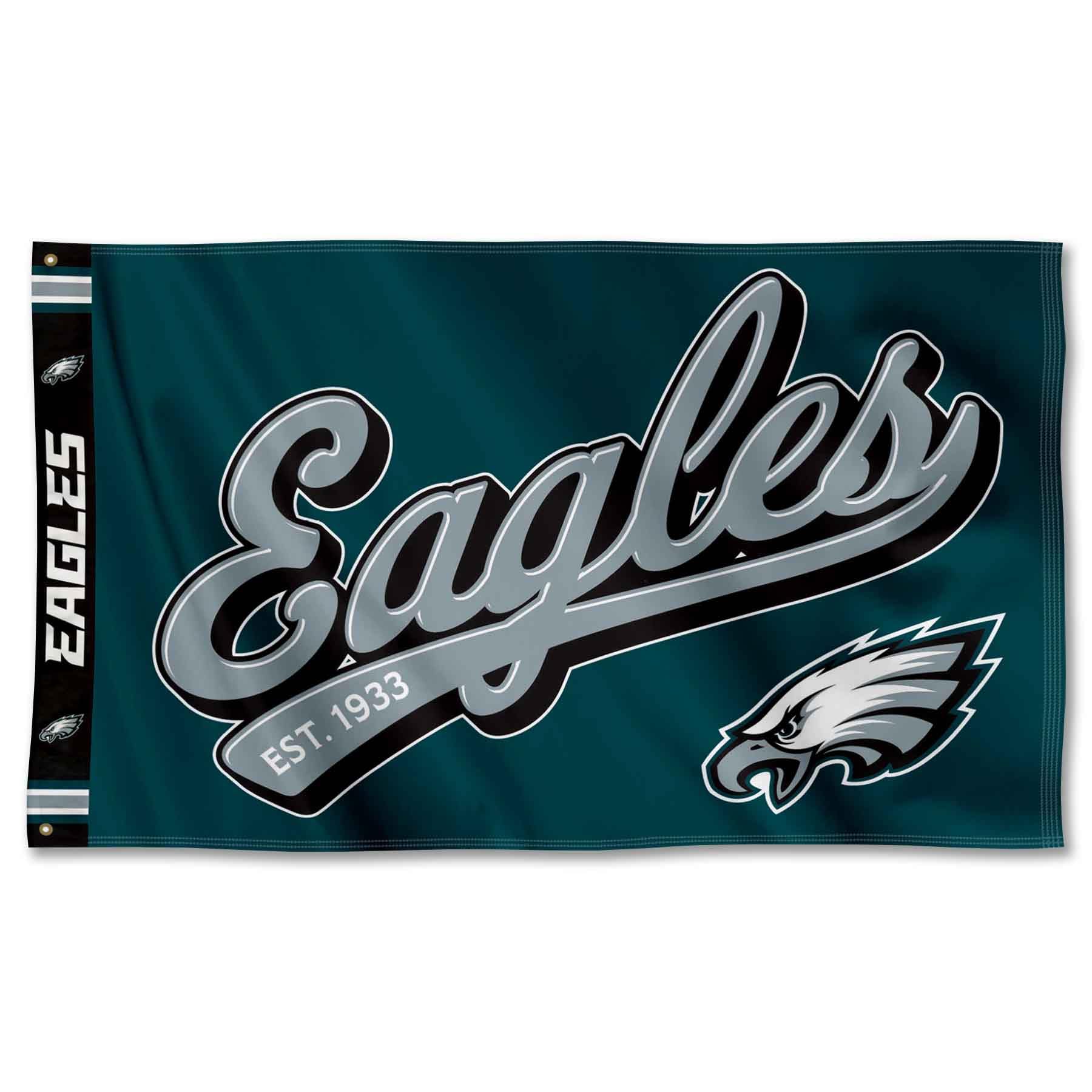 WinCraft Philadelphia Eagles Script Logo Premium Flag - Sports Collectibles, Sports Memorabilia, Sports Fan Shop, Sports Gifts