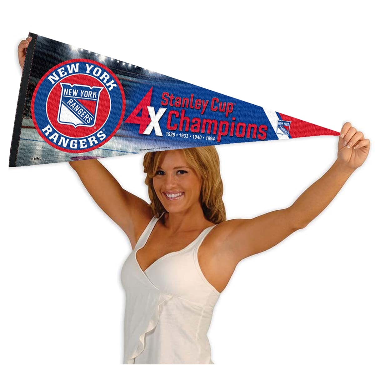WinCraft New York Rangers 4 Time Cup Champions Pennant Banner Flag - Sports Collectibles, Sports Memorabilia, Sports Fan Shop, Sports Gifts