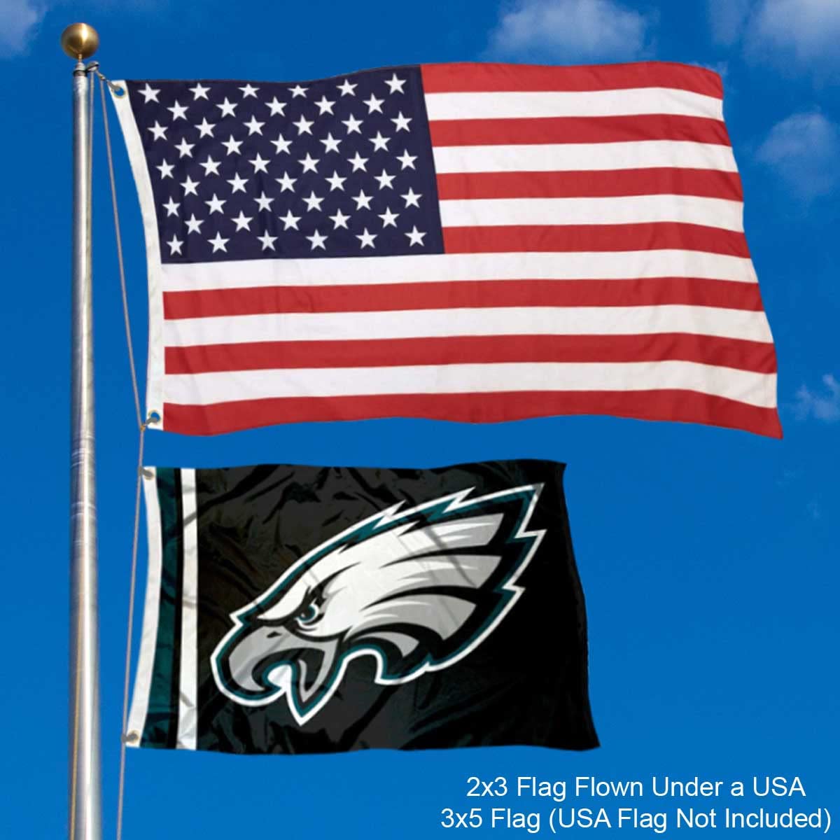 WinCraft Philadelphia Eagles 2x3 Feet Flag - Sports Collectibles, Sports Memorabilia, Sports Fan Shop, Sports Gifts