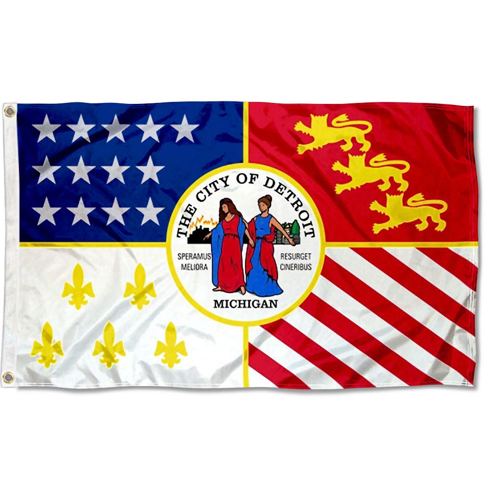 Sports Flags Pennants Company City of Detroit Flag 3x5 Foot Banner - Sports Collectibles, Sports Memorabilia, Sports Fan Shop, Sports Gifts