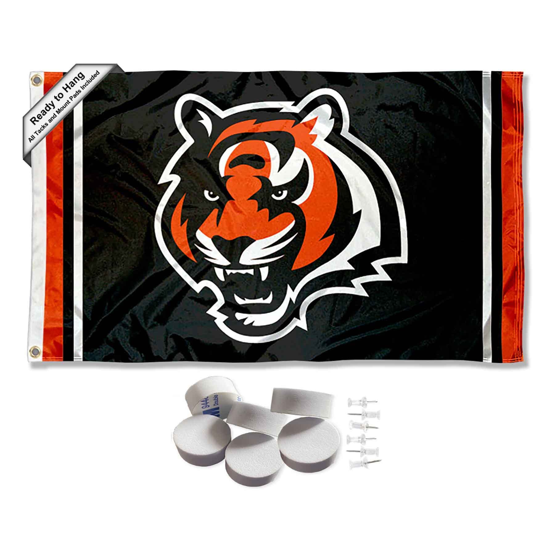 Cincinnati Bengals Logo Banner and Tapestry Wall Tack Pads - Sports Collectibles, Sports Memorabilia, Sports Fan Shop, Sports Gifts