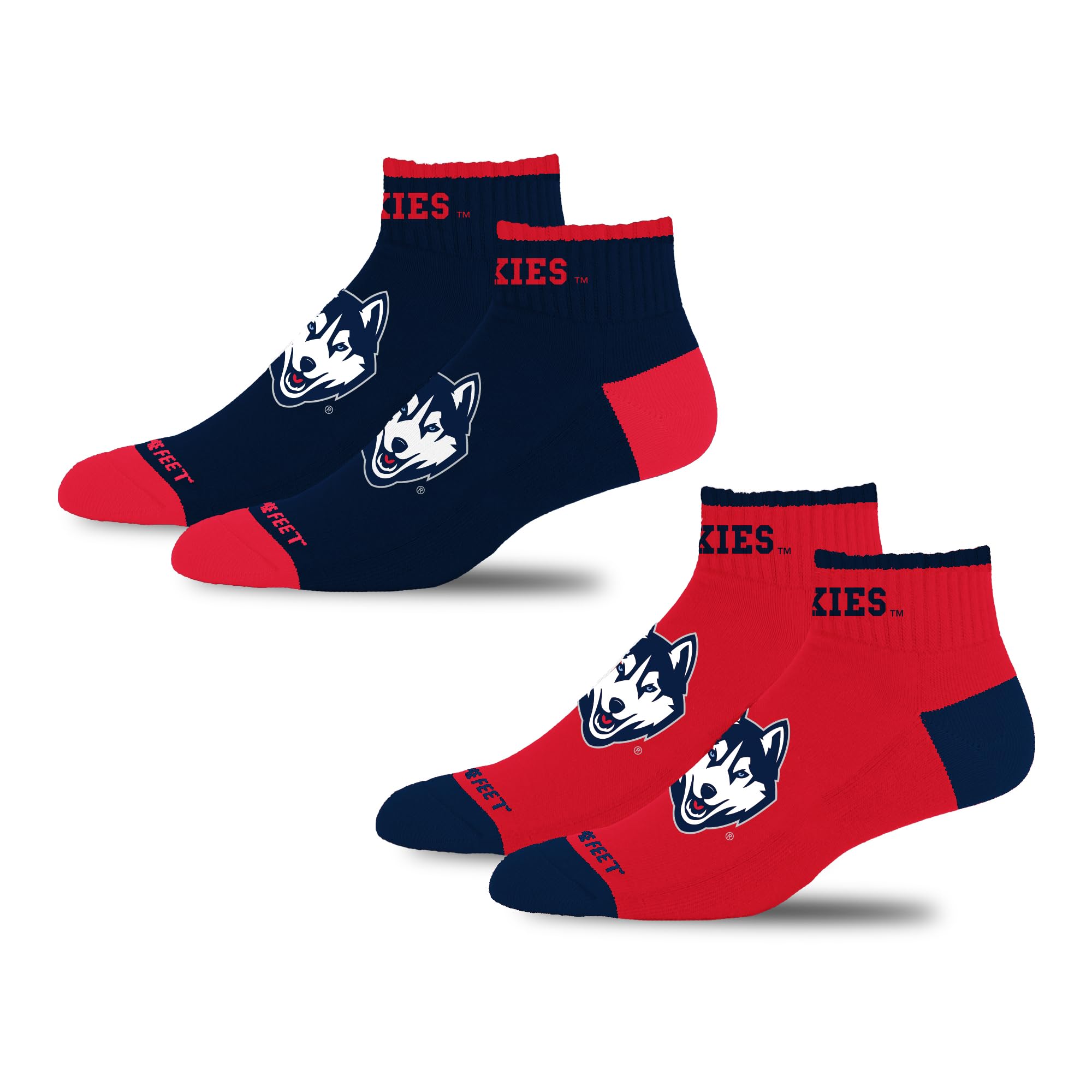 For Bare Feet NCAA UCONN HUSKIES Front and Center 2 Pack Team Colors Large
