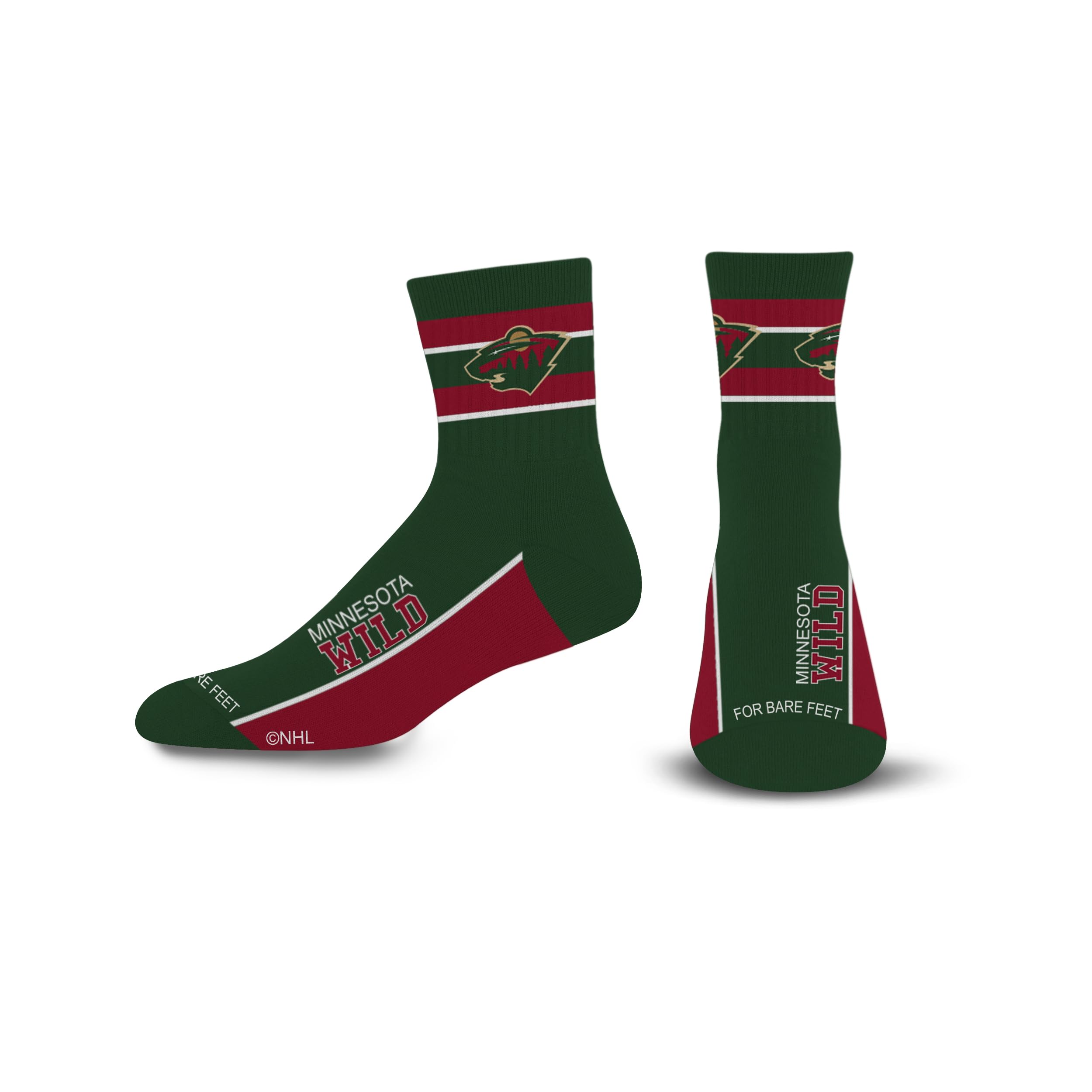 For Bare Feet NHL MINNESOTA WILD Lil' Deuce Quarter Sock Team Color Large