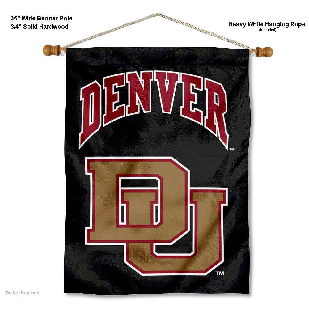 College Flags & Banners Co. Denver DU Pioneers Banner Flag and Wood Banner Pole Set - Sports Collectibles, Sports Memorabilia, Sports Fan Shop, Sports Gifts