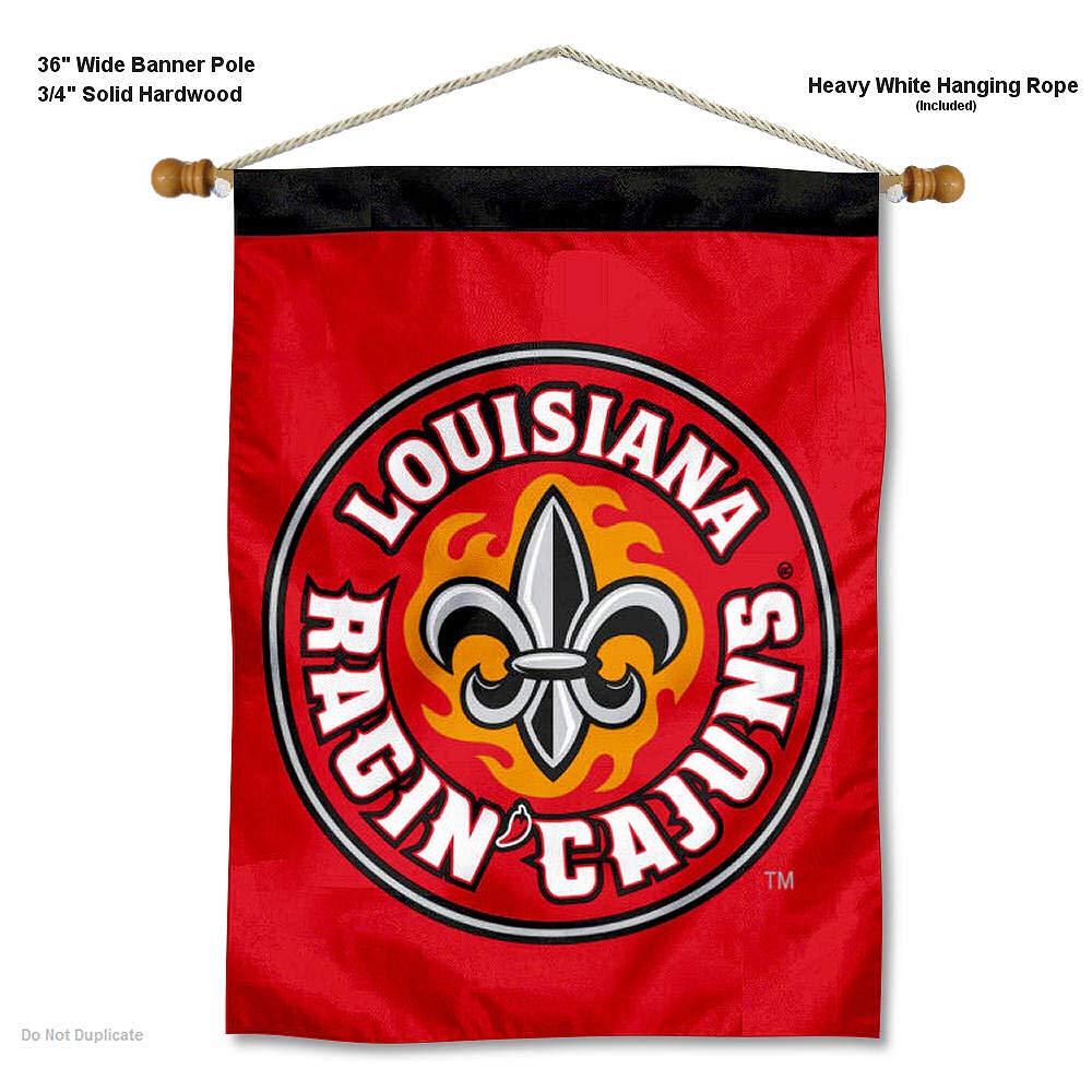 College Flags & Banners Co. Louisiana Lafayette Ragin Cajuns Double Sided House Flag and Wood Banner Pole Set - Sports Collectibles, Sports Memorabilia, Sports Fan Shop, Sports Gifts