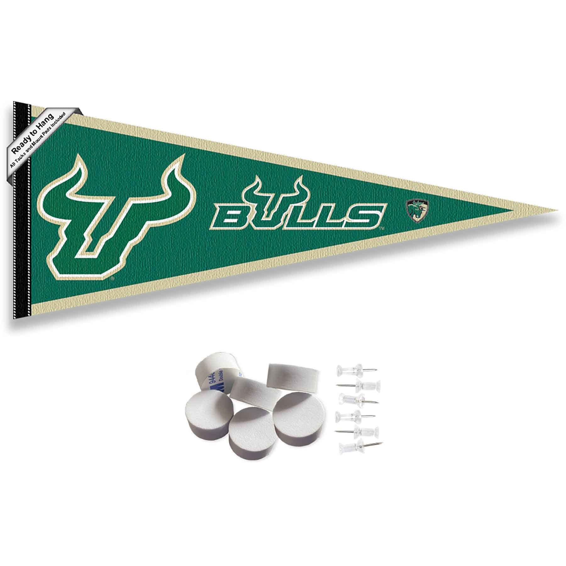 College Flags & Banners Co. South Florida Bulls Pennant Flag and Wall Tack Mount Pads - Sports Collectibles, Sports Memorabilia, Sports Fan Shop, Sports Gifts