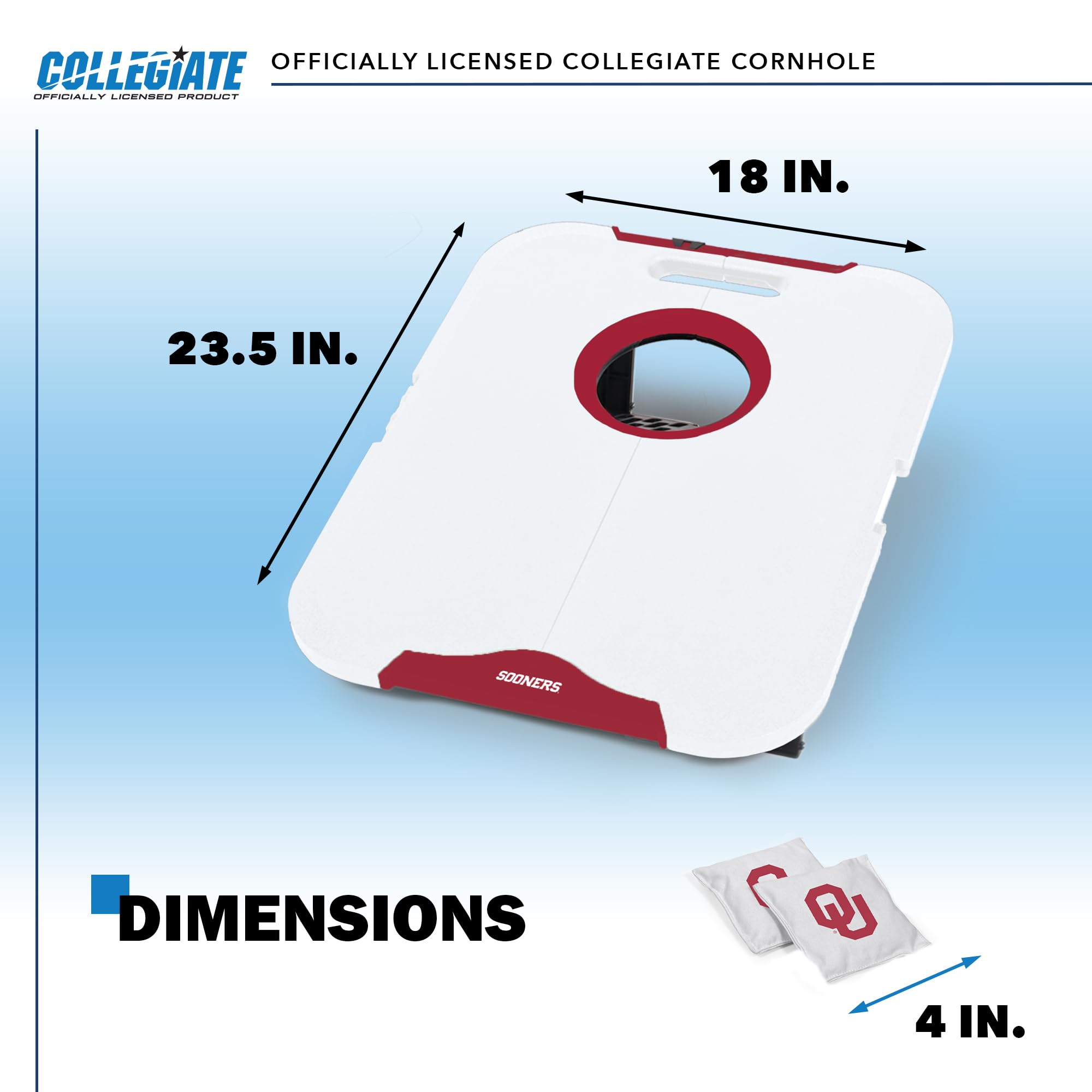 Wild Sports NCAA Oklahoma Sooners Pro Football All-Weather Cornhole Set - Travel Bean Bag Toss Set Includes 8 Bean Bags - Sports Collectibles, Sports Memorabilia, Sports Fan Shop, Sports Gifts