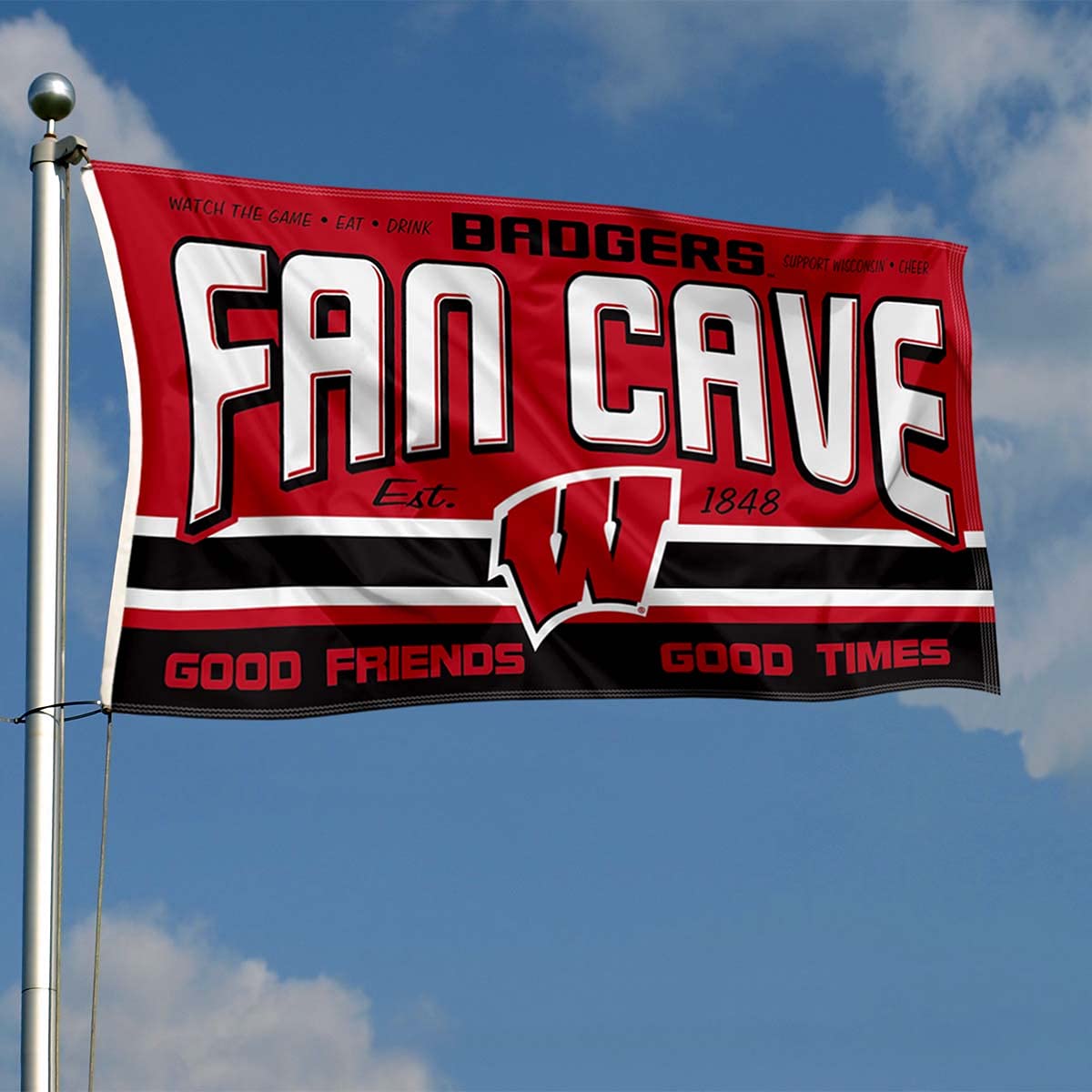 Wisconsin Badgers Fan Man Cave Banner Flag - Sports Collectibles, Sports Memorabilia, Sports Fan Shop, Sports Gifts