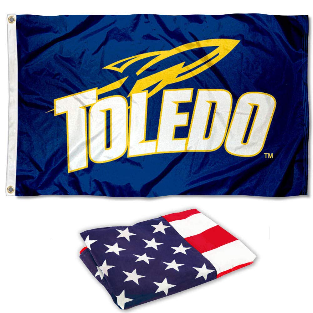 College Flags & Banners Co. University of Toledo and USA Flag 3x5 Set - Sports Collectibles, Sports Memorabilia, Sports Fan Shop, Sports Gifts