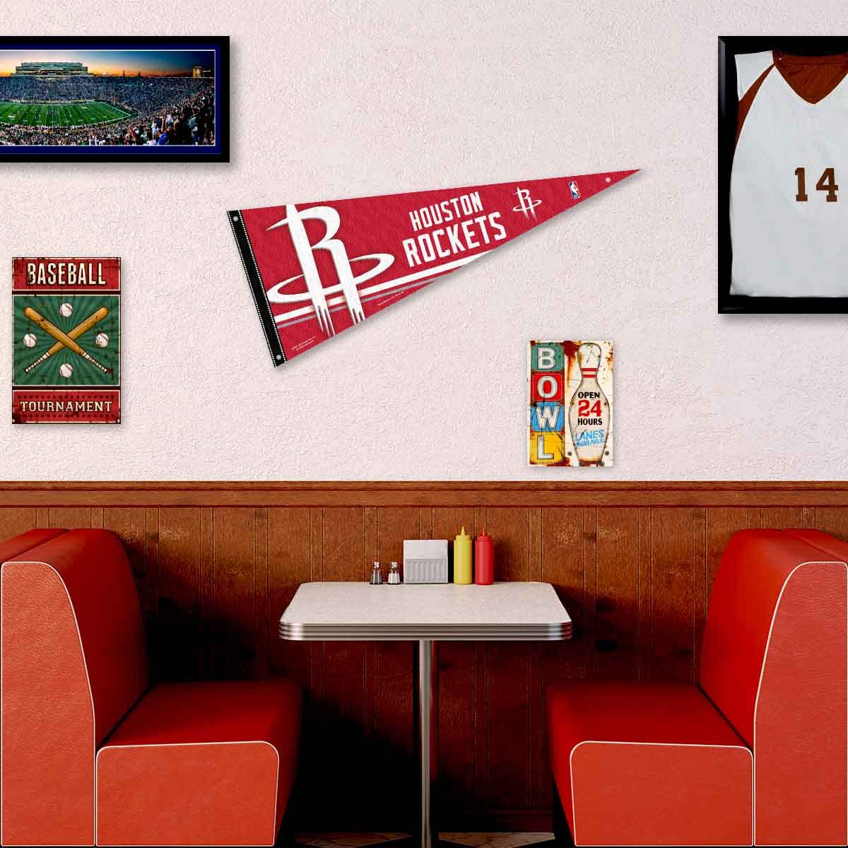 Houston Rockets Pennant Flag and Wall Tack Pads Mounts - Sports Collectibles, Sports Memorabilia, Sports Fan Shop, Sports Gifts