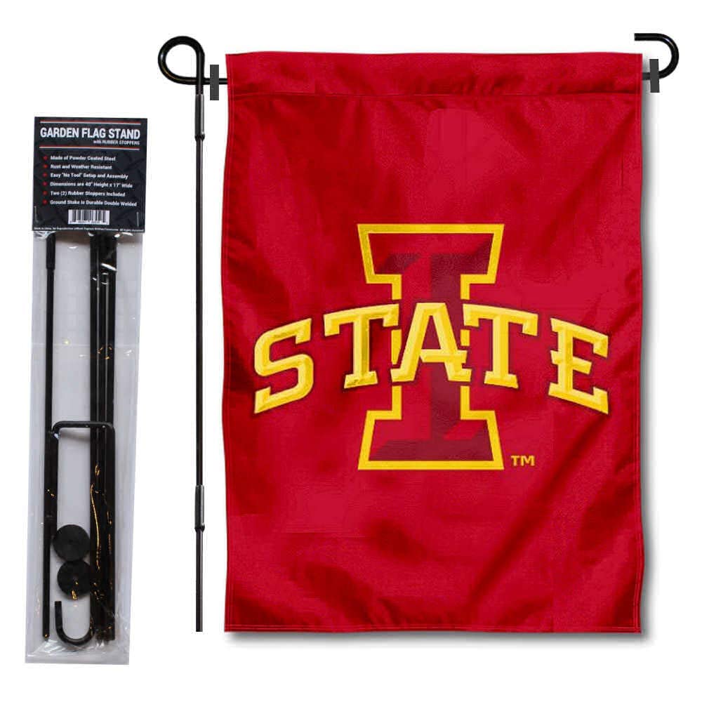 College Flags & Banners Co. Iowa State Cyclones Yard and USA Flag Stand Pole Holder Set - Sports Collectibles, Sports Memorabilia, Sports Fan Shop, Sports Gifts