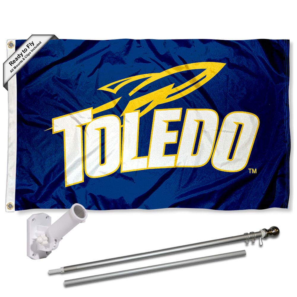 Toledo Rockets Flag with Pole and Bracket Complete Set - Sports Collectibles, Sports Memorabilia, Sports Fan Shop, Sports Gifts