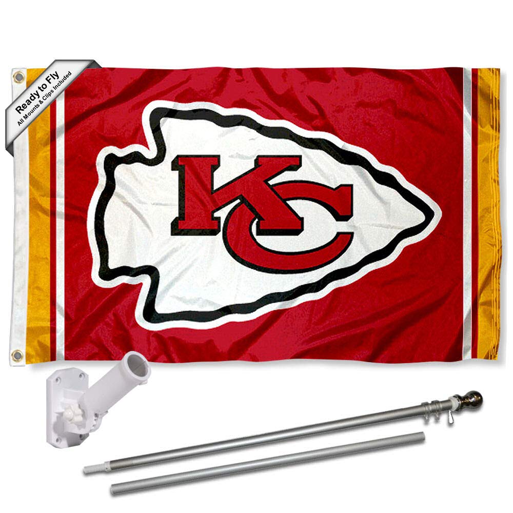 WinCraft Kansas City Chiefs Flag Pole and Bracket Kit - Sports Collectibles, Sports Memorabilia, Sports Fan Shop, Sports Gifts