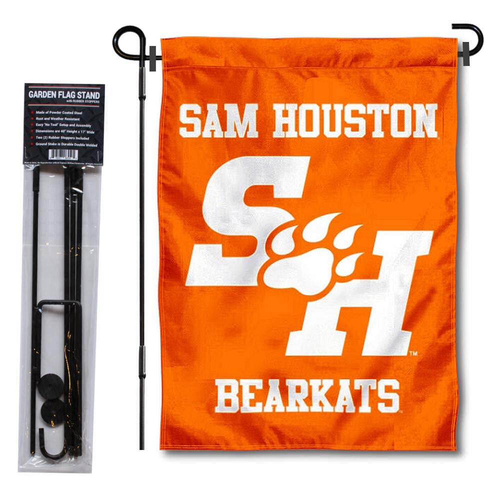 College Flags & Banners Co. Sam Houston State Bearkats Garden Flag with Pole Stand Holder - Sports Collectibles, Sports Memorabilia, Sports Fan Shop, Sports Gifts