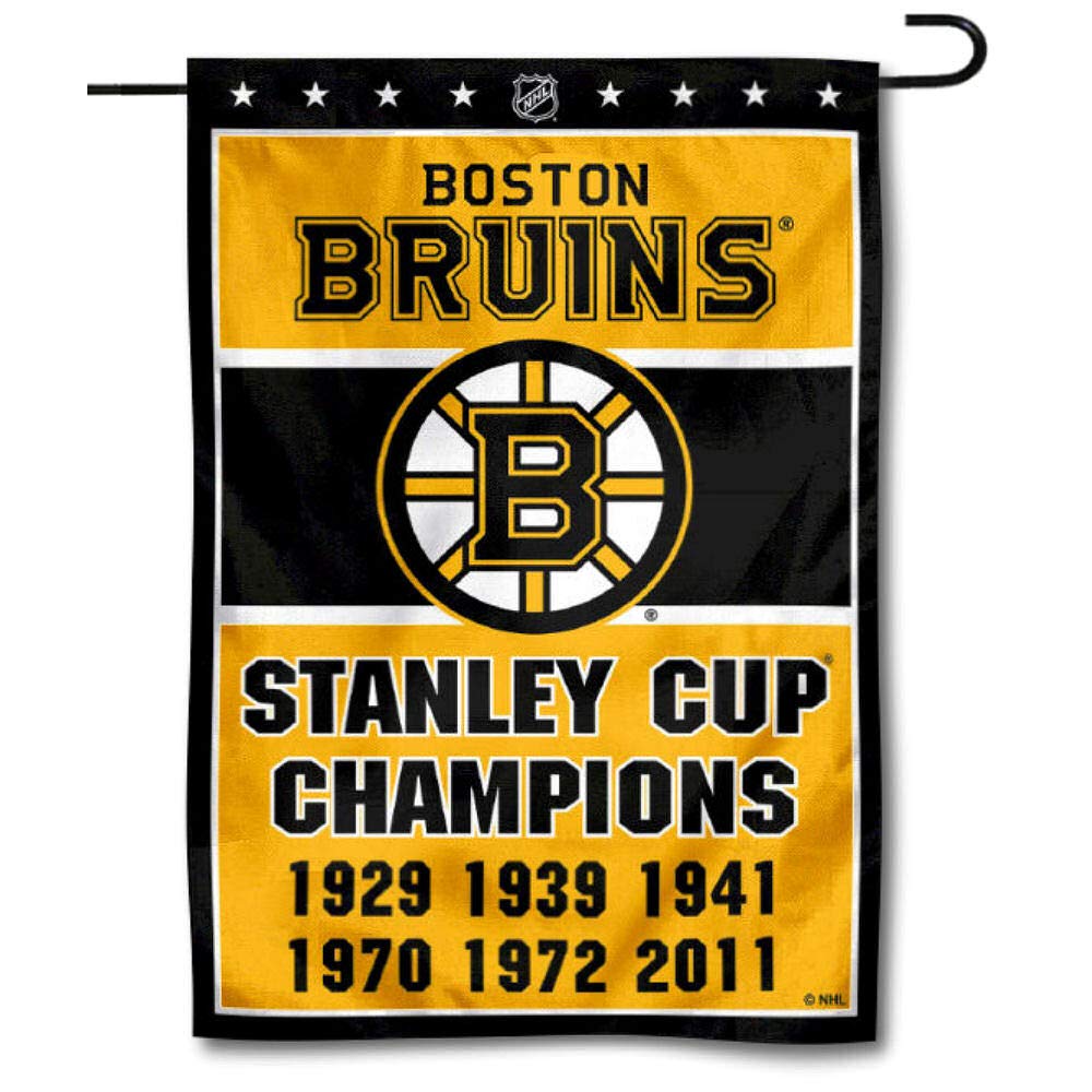 WinCraft Boston Bruins 6 Time Stanley Cup Champions Double Sided Garden Flag - Sports Collectibles, Sports Memorabilia, Sports Fan Shop, Sports Gifts